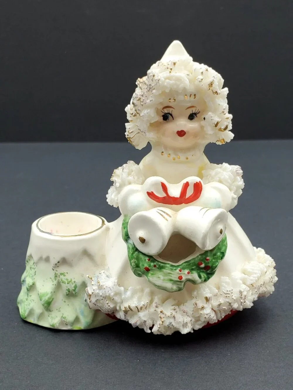 Commodore Japan Spaghetti Trim Angels Candle Holders Lace Girls Holiday Figures